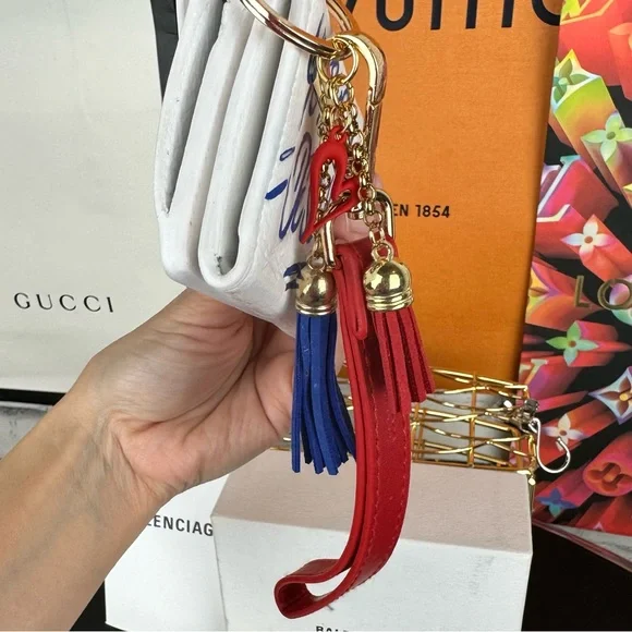 BALENCIAGA Graffiti leather compact wallet wristlet with keychain charm - Picture 14 of 14